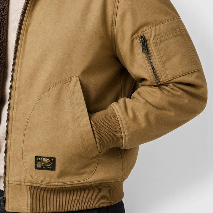 Men's Casual Sherpa Lined Zip-Up Jacket