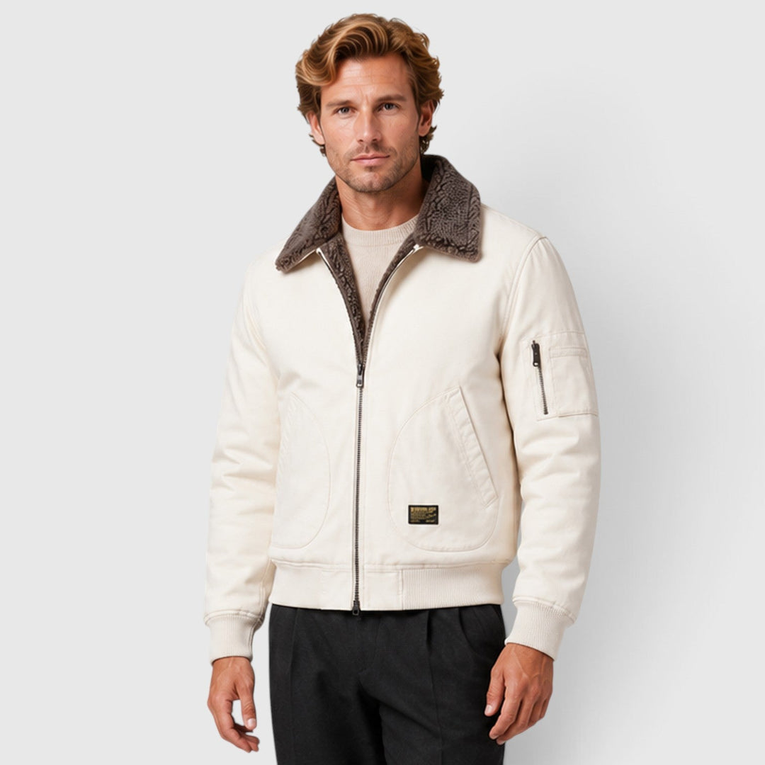 Men's Casual Sherpa Lined Zip-Up Jacket