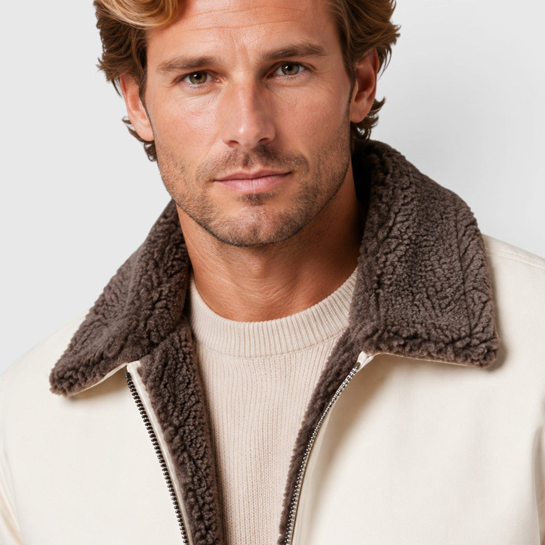Men's Casual Sherpa Lined Zip-Up Jacket