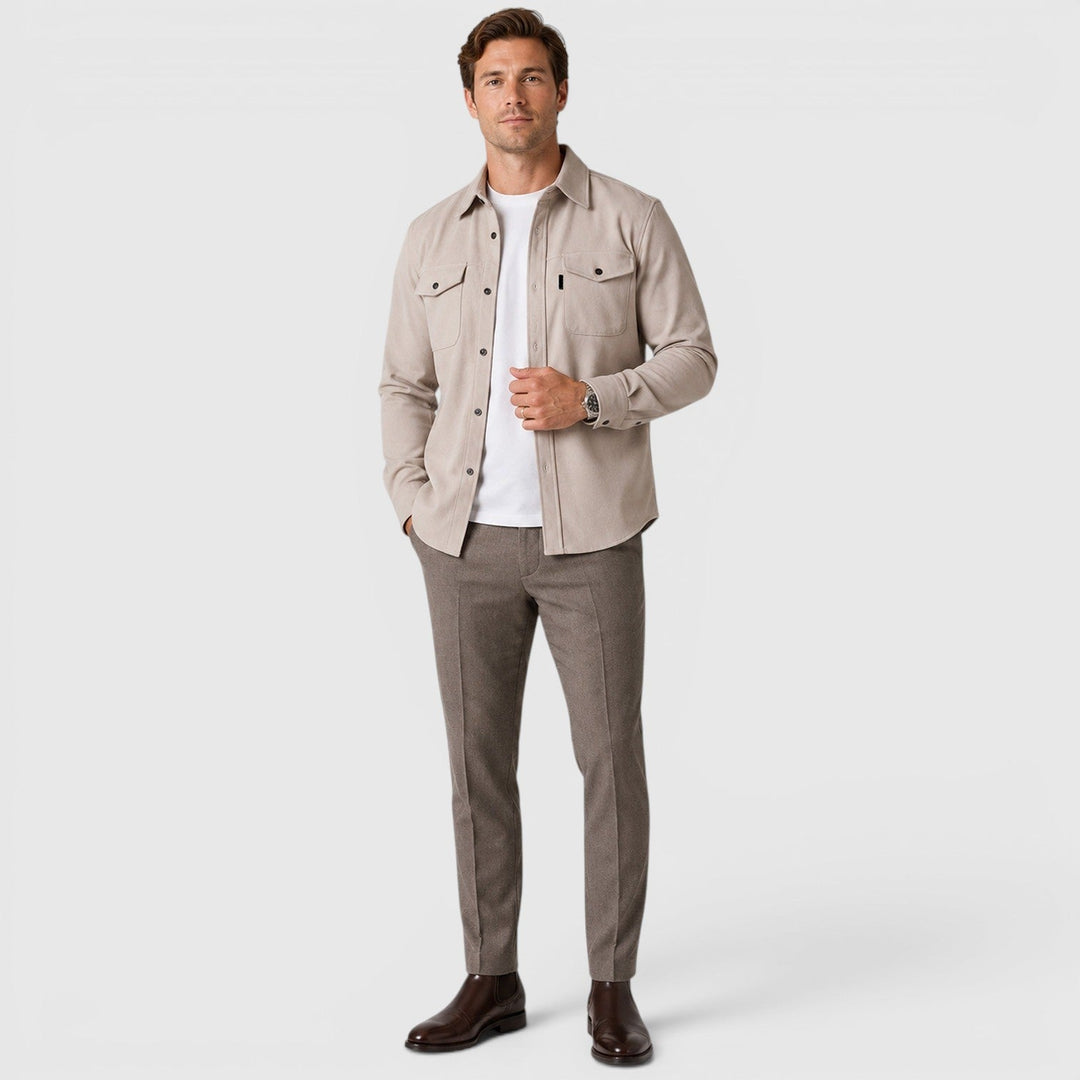 Men's Casual Slim Fit Cotton Long Sleeve Overshirt