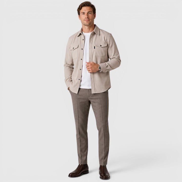 Men's Casual Slim Fit Cotton Long Sleeve Overshirt