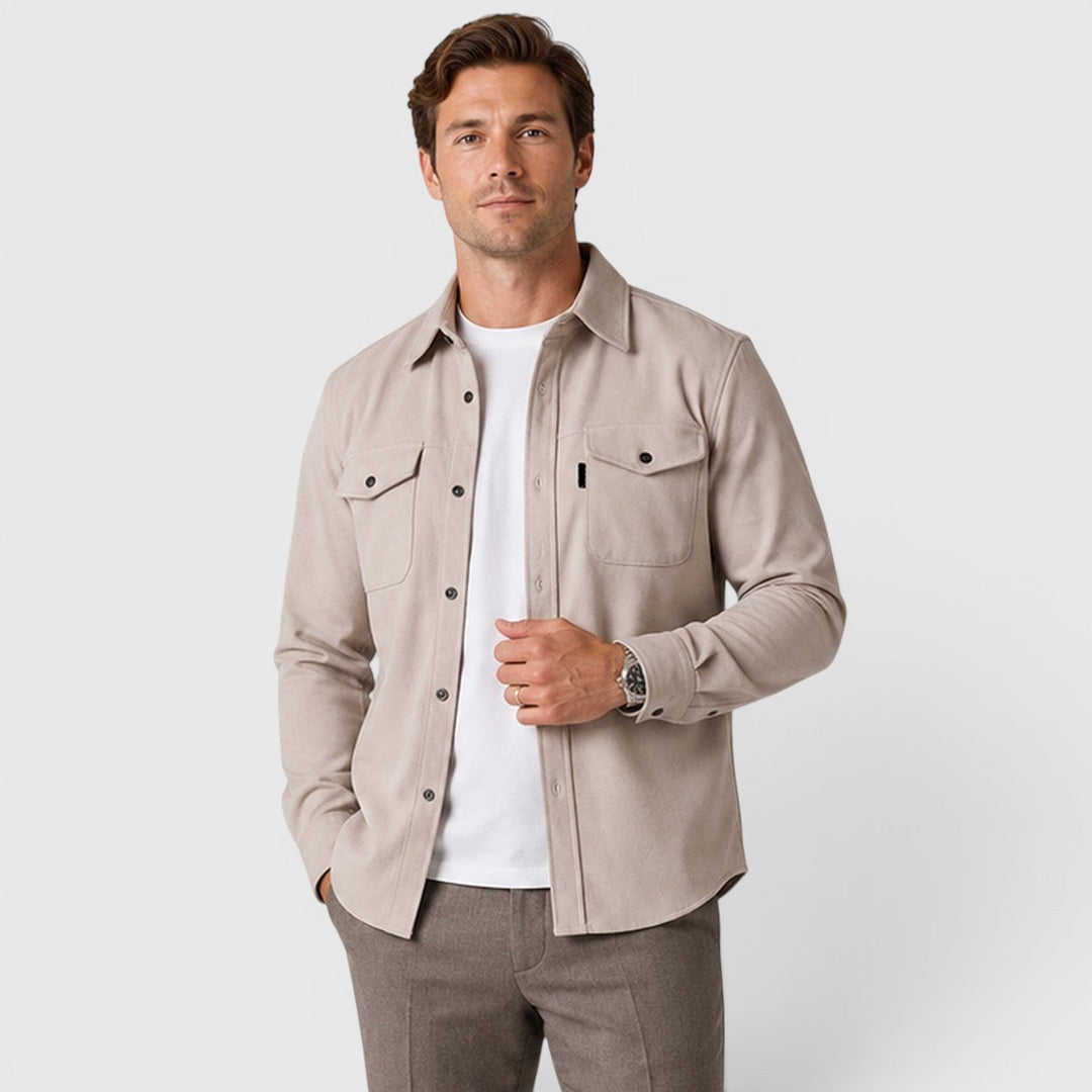 Men's Casual Slim Fit Cotton Long Sleeve Overshirt