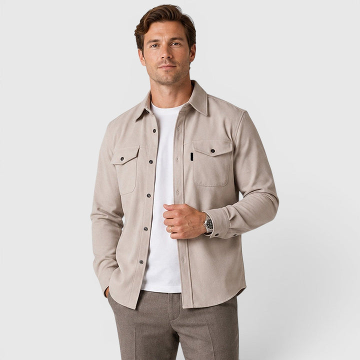 Men's Casual Slim Fit Cotton Long Sleeve Overshirt