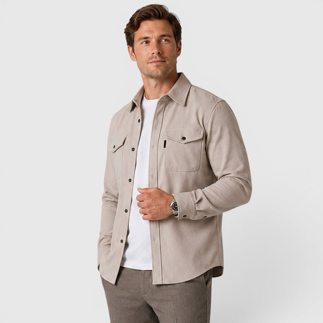 Men's Casual Slim Fit Cotton Long Sleeve Overshirt