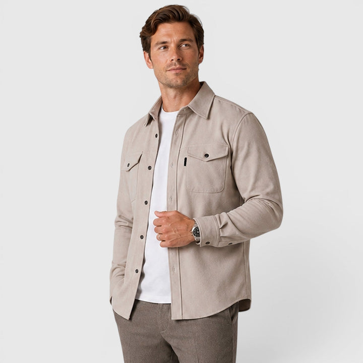 Men's Casual Slim Fit Cotton Long Sleeve Overshirt
