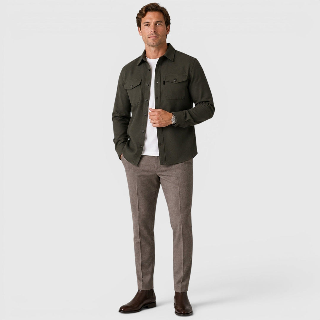 Men's Casual Slim Fit Cotton Long Sleeve Overshirt