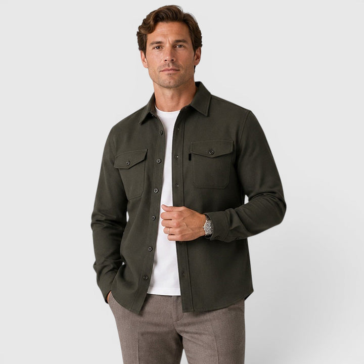 Men's Casual Slim Fit Cotton Long Sleeve Overshirt
