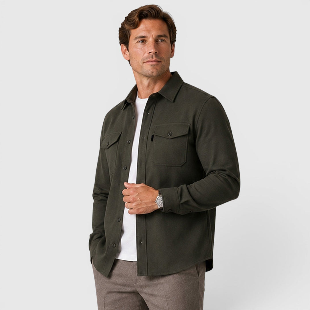 Men's Casual Slim Fit Cotton Long Sleeve Overshirt
