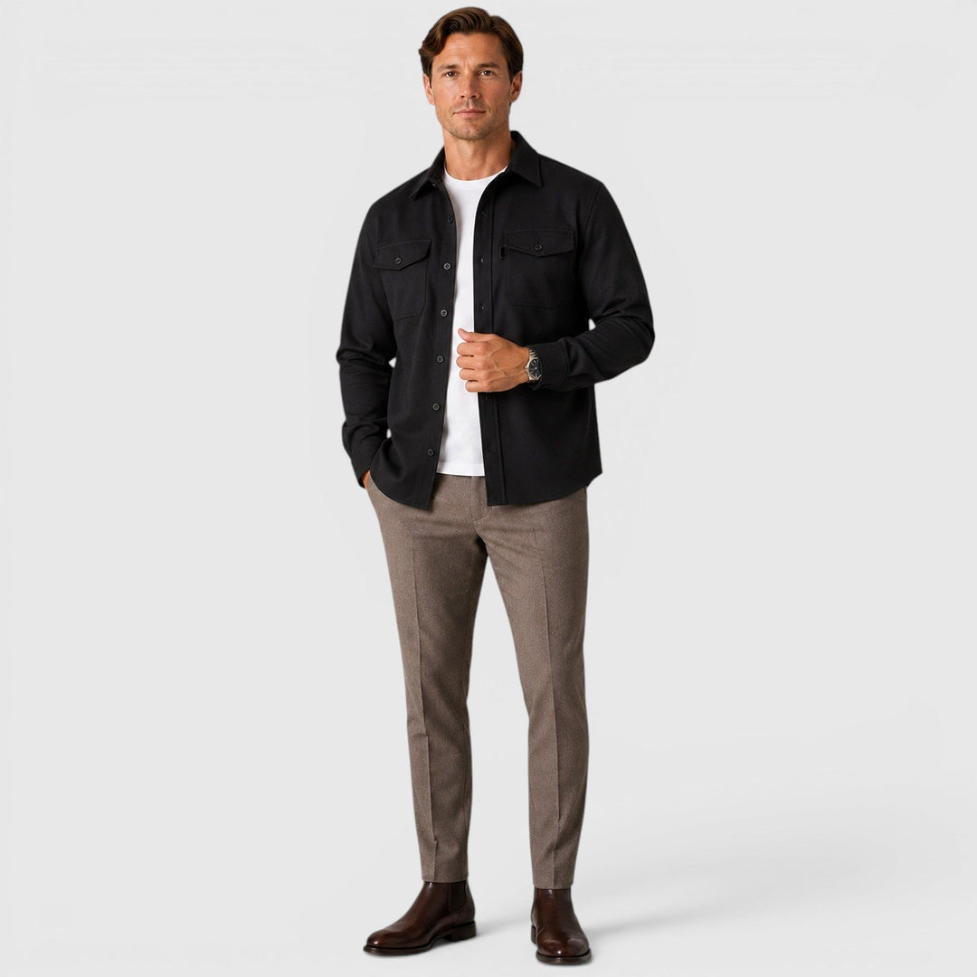 Men's Casual Slim Fit Cotton Long Sleeve Overshirt