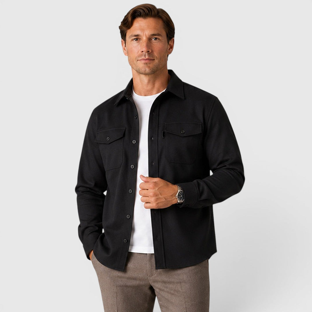 Men's Casual Slim Fit Cotton Long Sleeve Overshirt