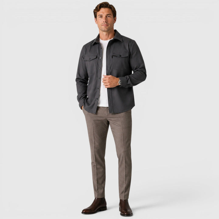 Men's Casual Slim Fit Cotton Long Sleeve Overshirt