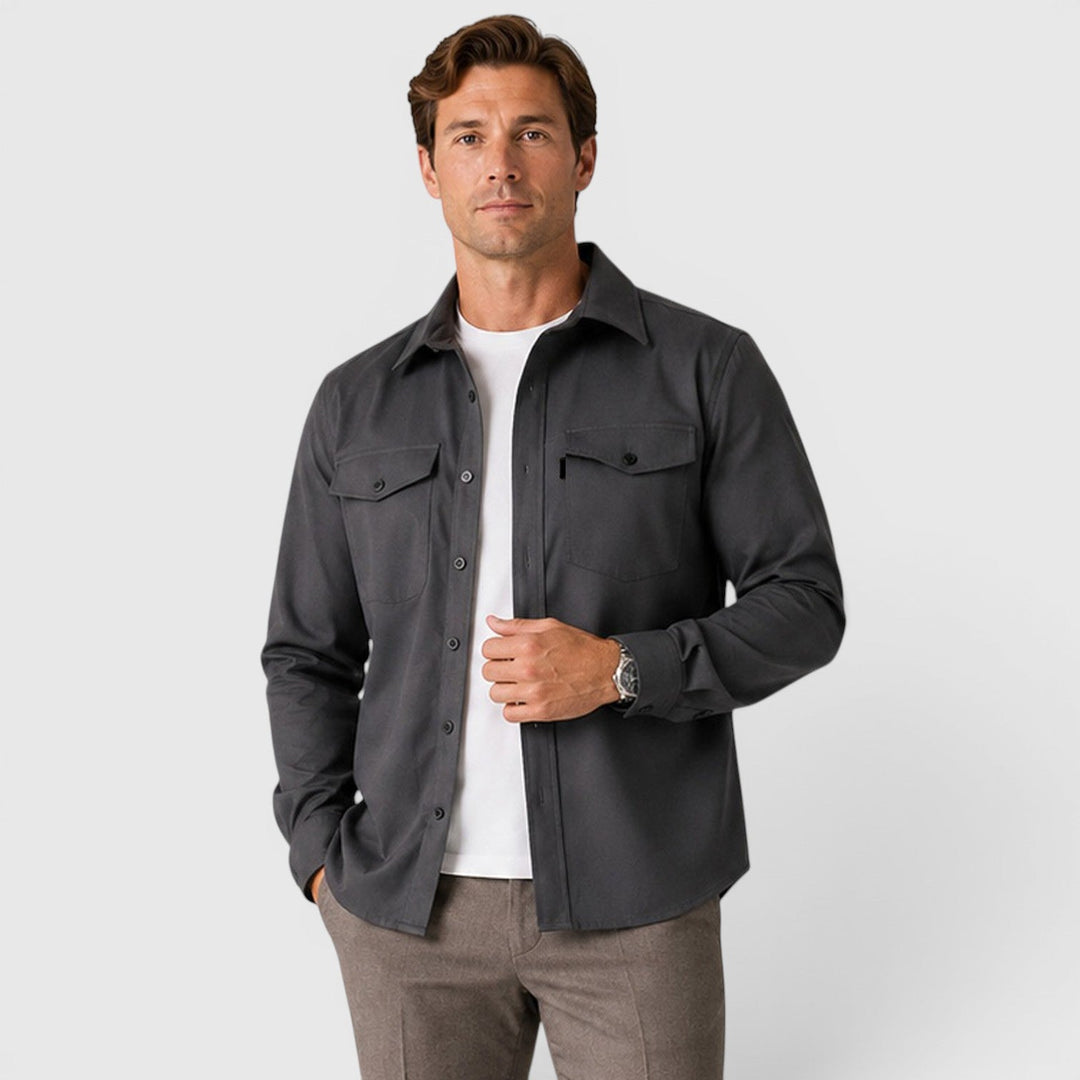 Men's Casual Slim Fit Cotton Long Sleeve Overshirt