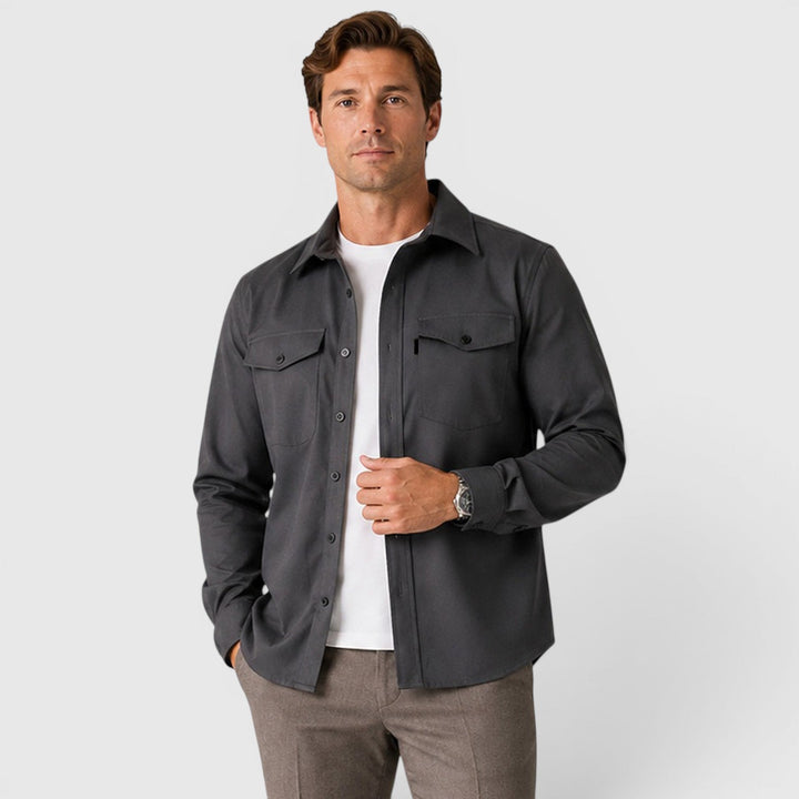 Men's Casual Slim Fit Cotton Long Sleeve Overshirt