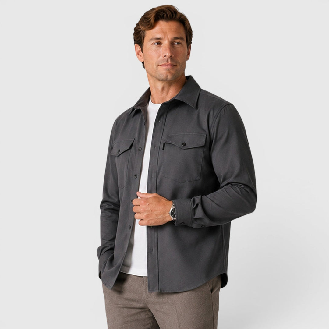 Men's Casual Slim Fit Cotton Long Sleeve Overshirt