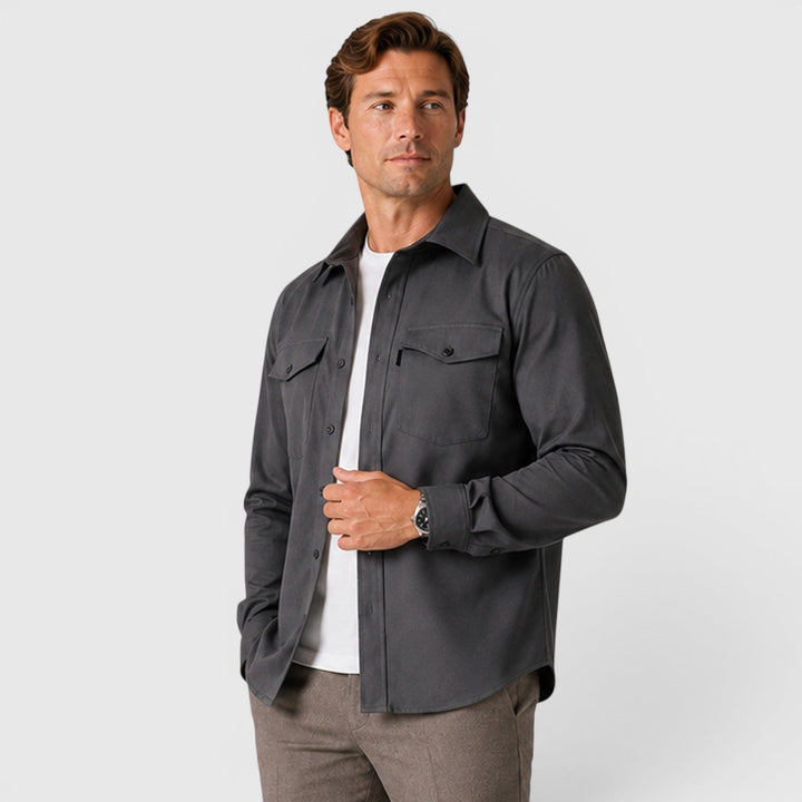 Men's Casual Slim Fit Cotton Long Sleeve Overshirt