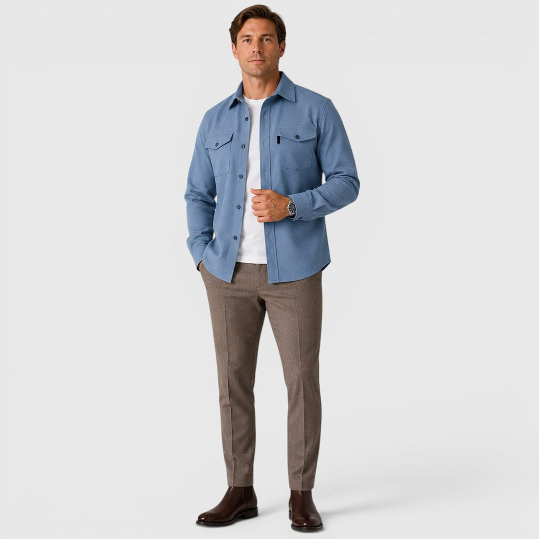 Men's Casual Slim Fit Cotton Long Sleeve Overshirt