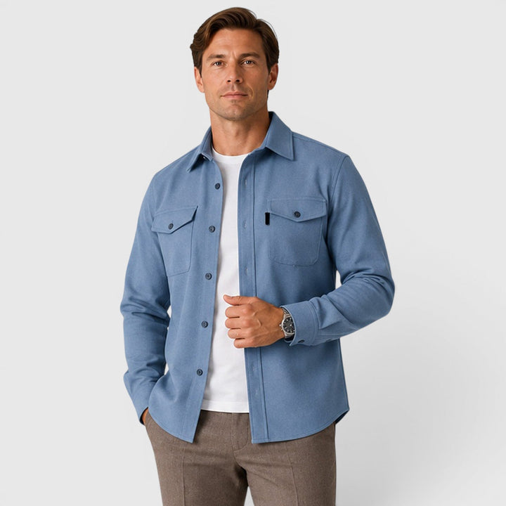 Men's Casual Slim Fit Cotton Long Sleeve Overshirt