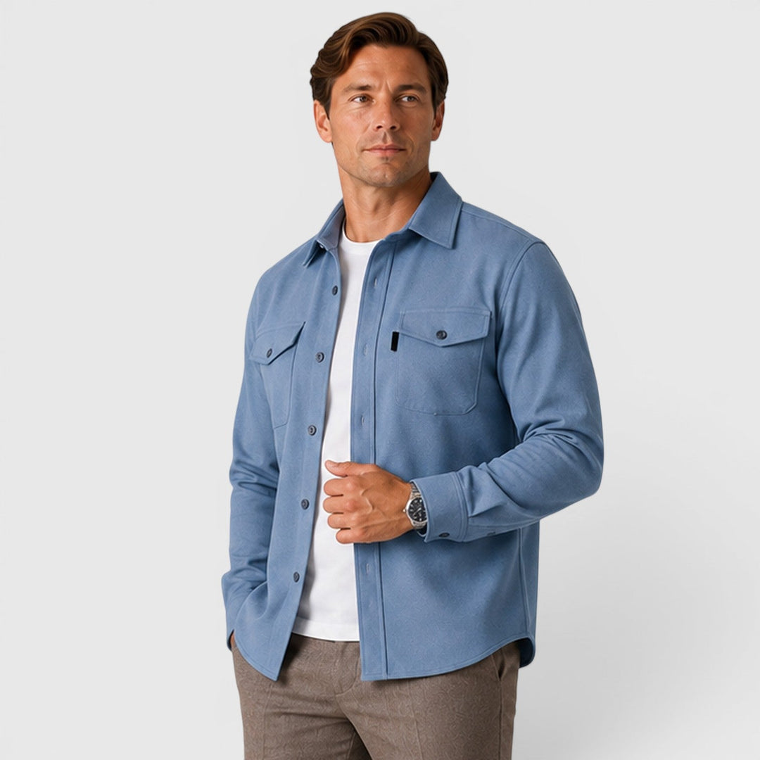 Men's Casual Slim Fit Cotton Long Sleeve Overshirt