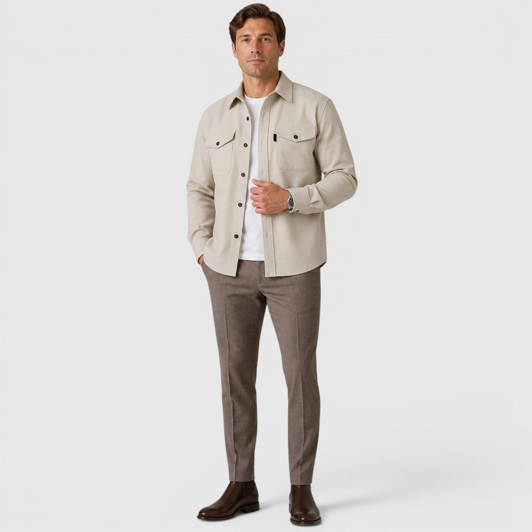Men's Casual Slim Fit Cotton Long Sleeve Overshirt