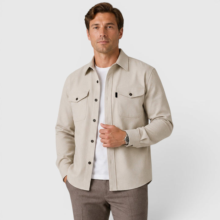 Men's Casual Slim Fit Cotton Long Sleeve Overshirt
