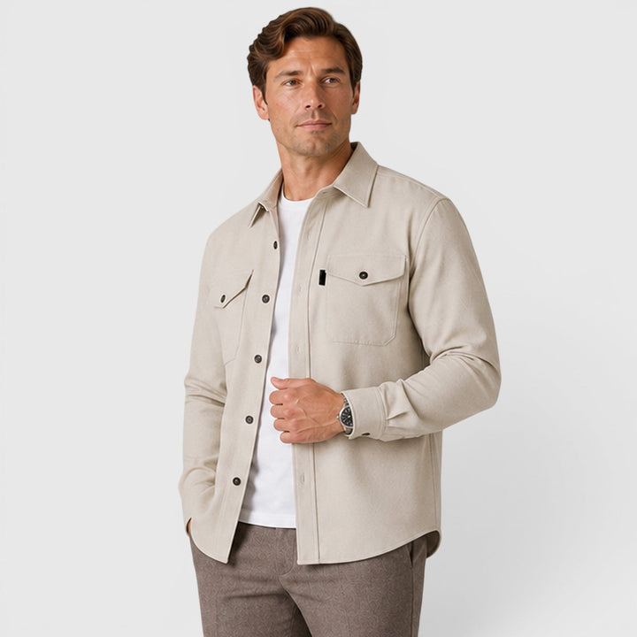 Men's Casual Slim Fit Cotton Long Sleeve Overshirt