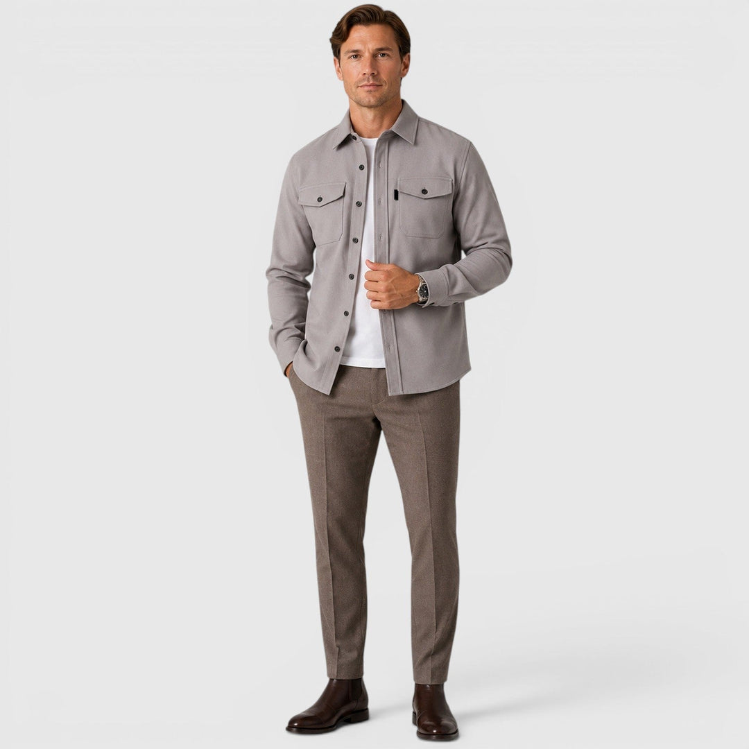 Men's Casual Slim Fit Cotton Long Sleeve Overshirt