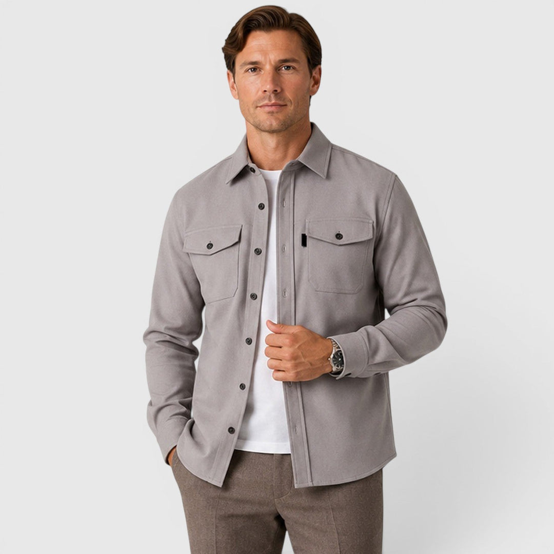 Men's Casual Slim Fit Cotton Long Sleeve Overshirt