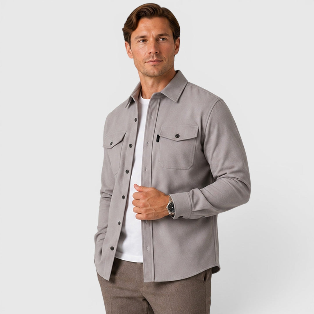 Men's Casual Slim Fit Cotton Long Sleeve Overshirt