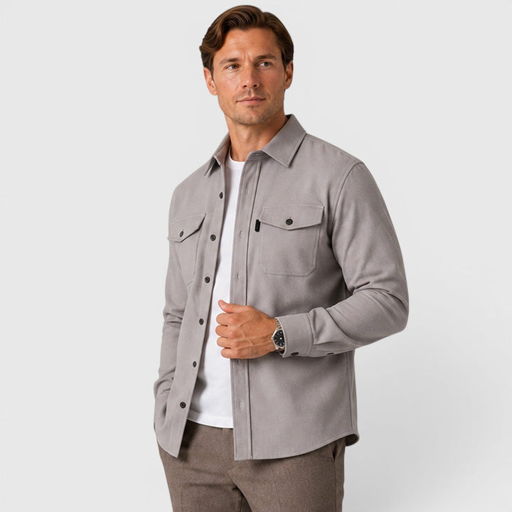 Men's Casual Slim Fit Cotton Long Sleeve Overshirt