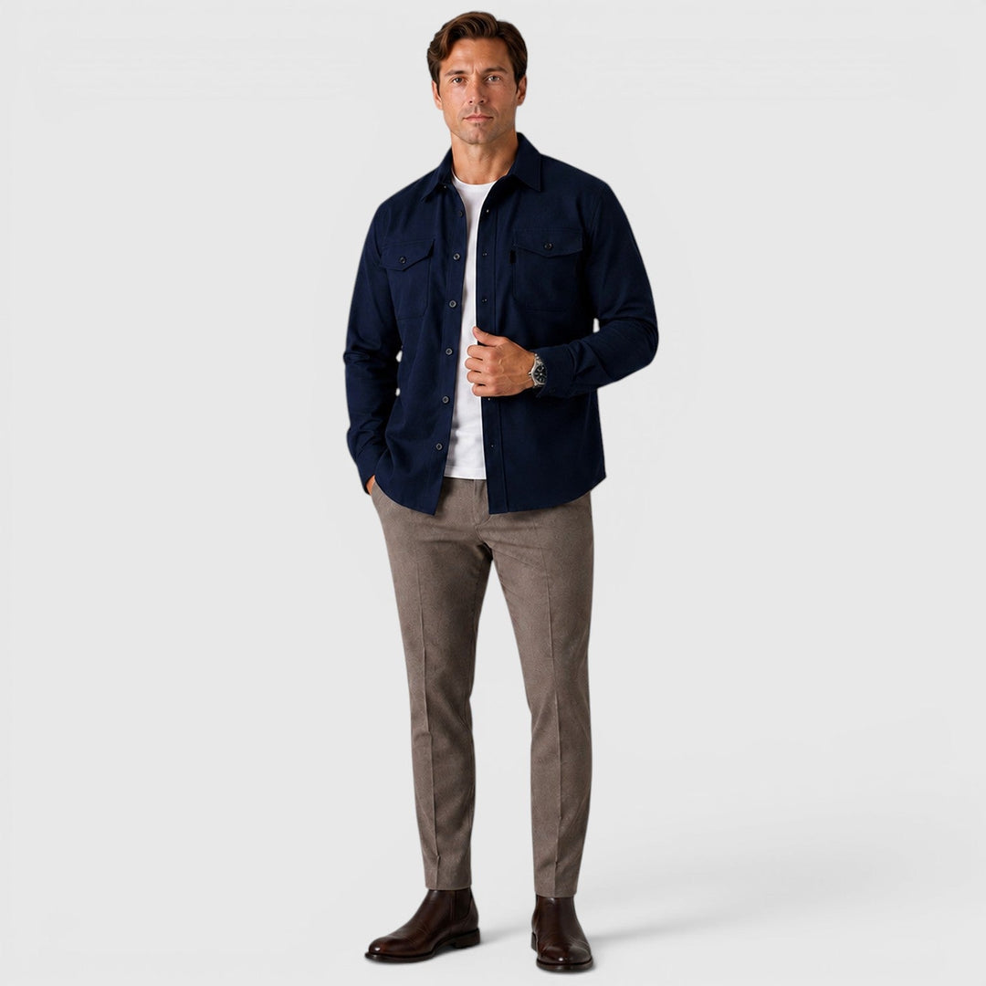Men's Casual Slim Fit Cotton Long Sleeve Overshirt