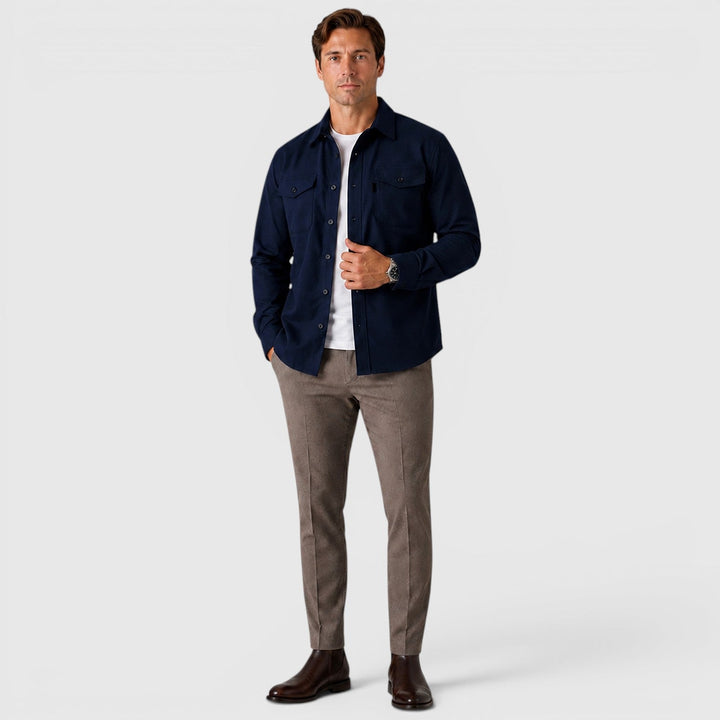 Men's Casual Slim Fit Cotton Long Sleeve Overshirt