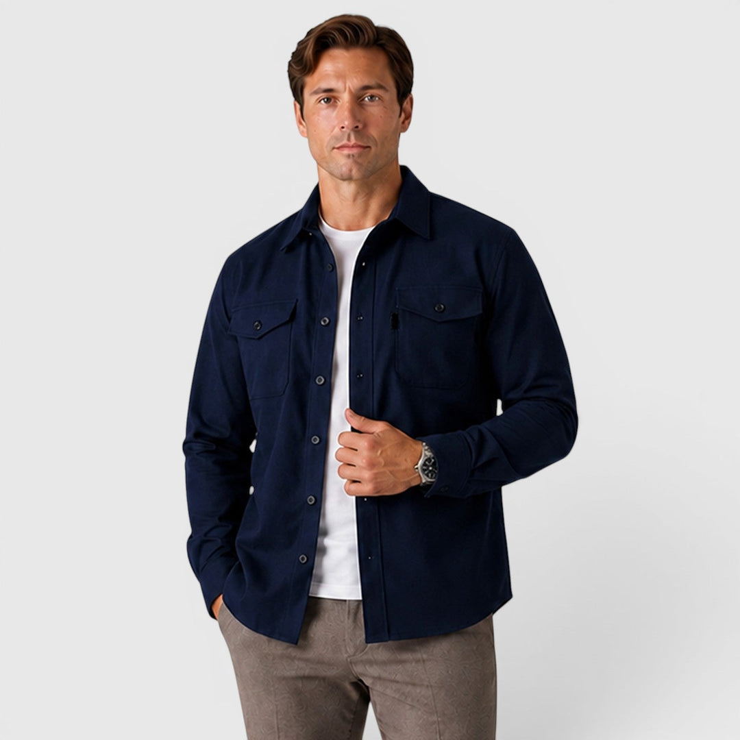 Men's Casual Slim Fit Cotton Long Sleeve Overshirt