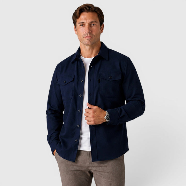 Men's Casual Slim Fit Cotton Long Sleeve Overshirt