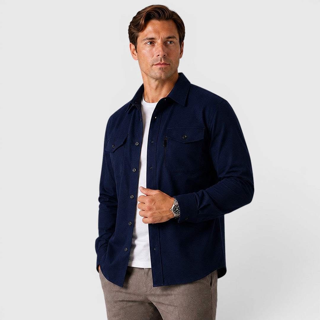 Men's Casual Slim Fit Cotton Long Sleeve Overshirt