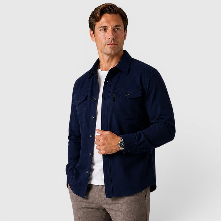 Men's Casual Slim Fit Cotton Long Sleeve Overshirt