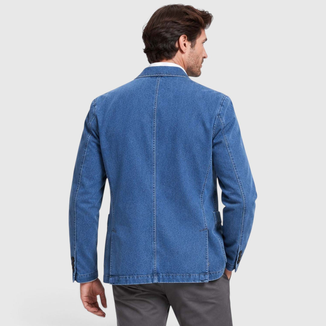Men's Casual Washed Cotton Denim Blazer