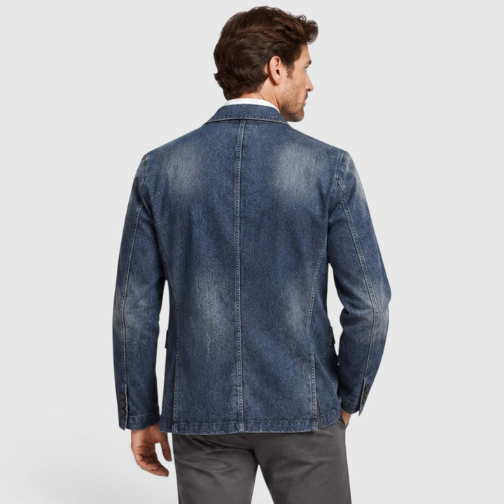 Men's Casual Washed Cotton Denim Blazer