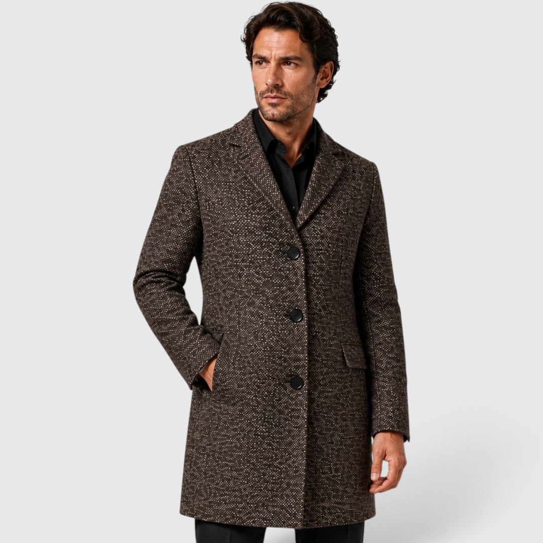 Men's Classic Wool Tailored Fit Single-Breasted Long Coat