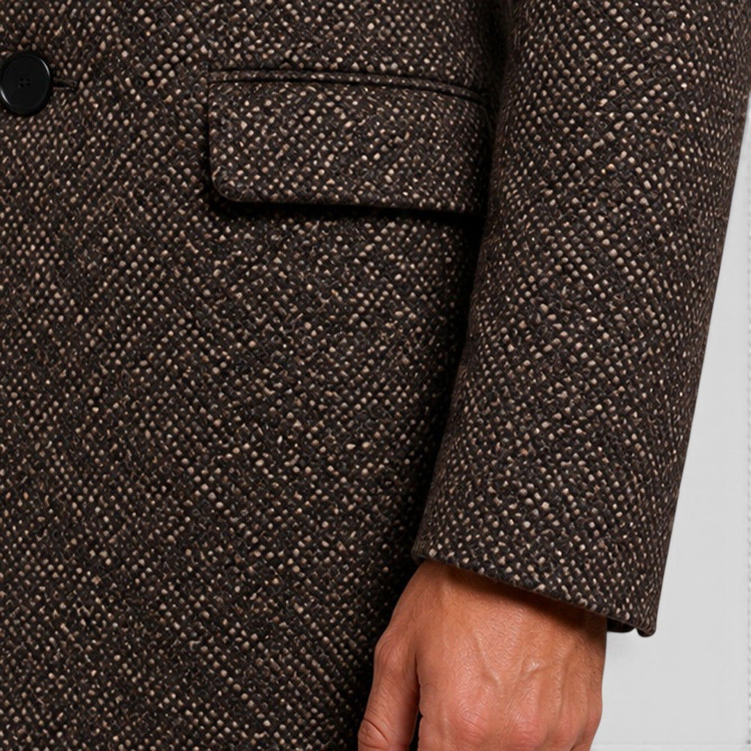 Men's Classic Wool Tailored Fit Single-Breasted Long Coat