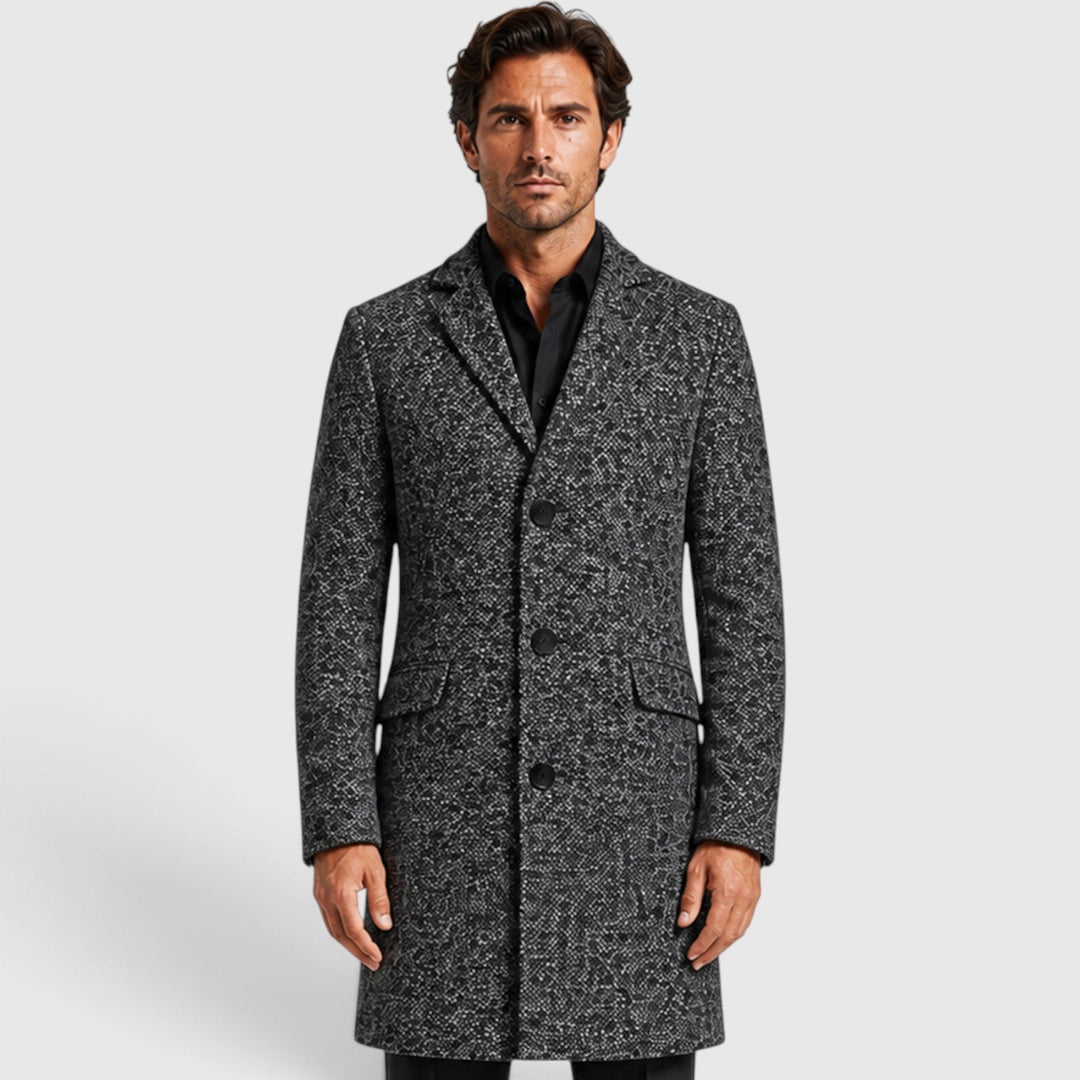 Men's Classic Wool Tailored Fit Single-Breasted Long Coat