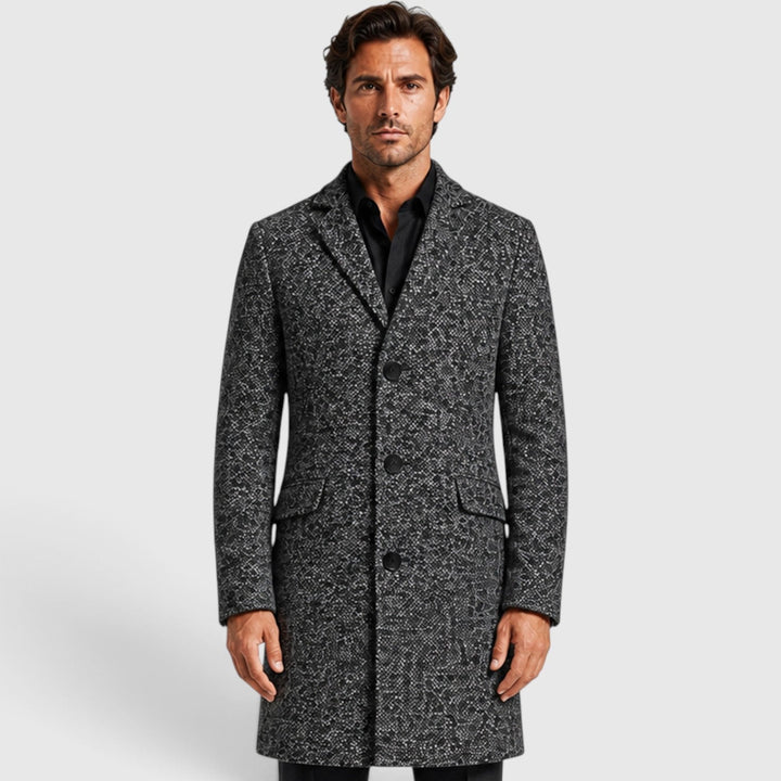 Men's Classic Wool Tailored Fit Single-Breasted Long Coat
