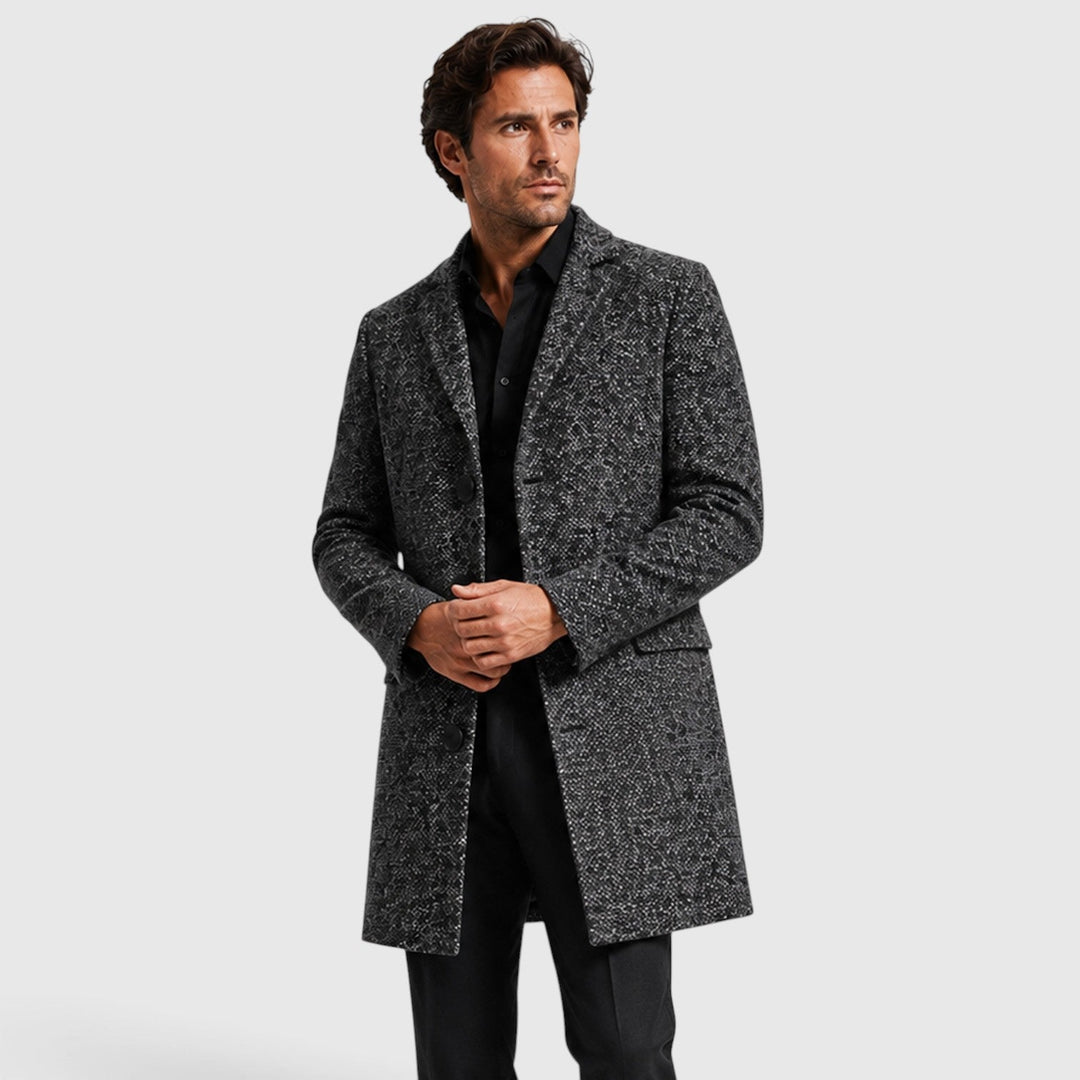 Men's Classic Wool Tailored Fit Single-Breasted Long Coat