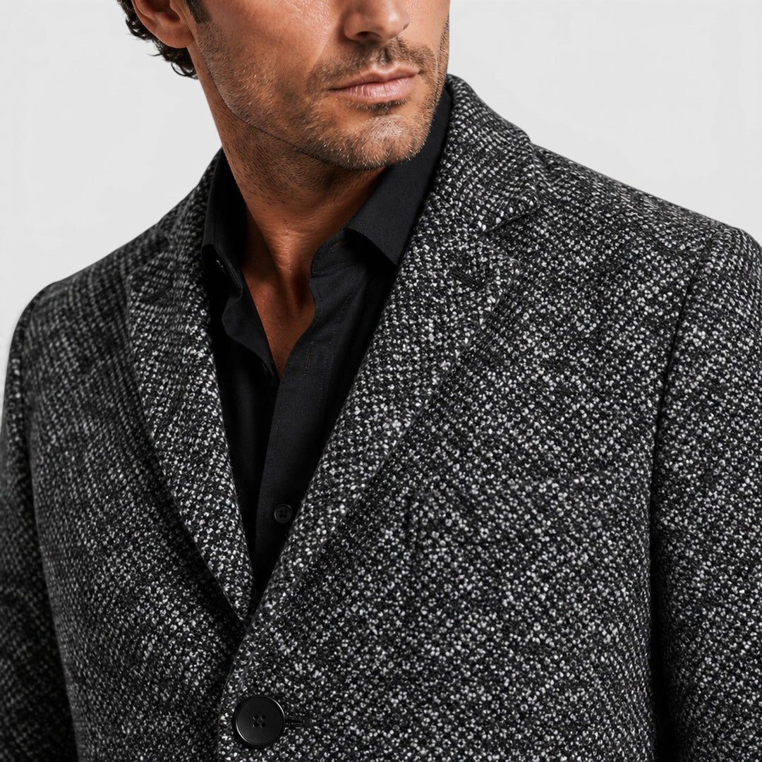 Men's Classic Wool Tailored Fit Single-Breasted Long Coat