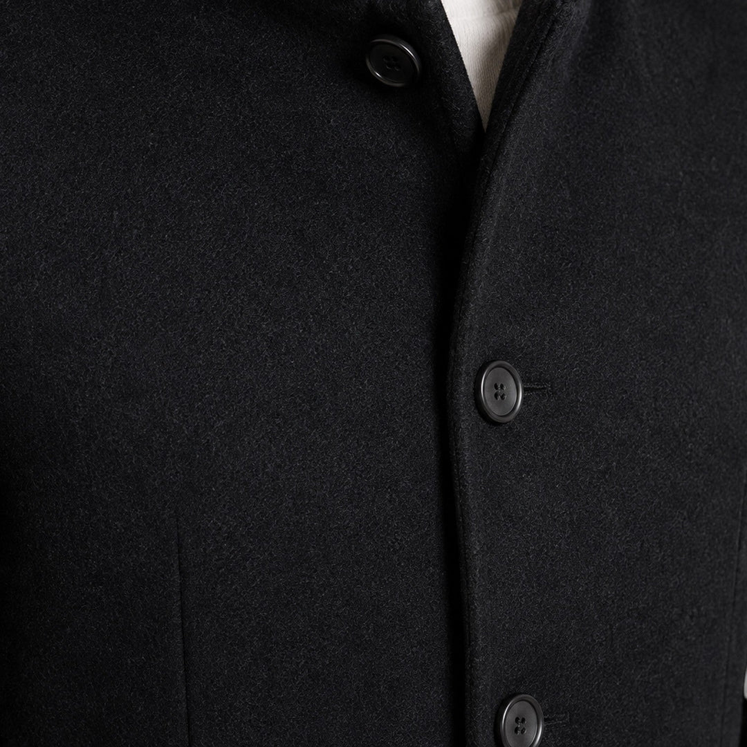 Men's Classic Woolen Lapel Coat in Black