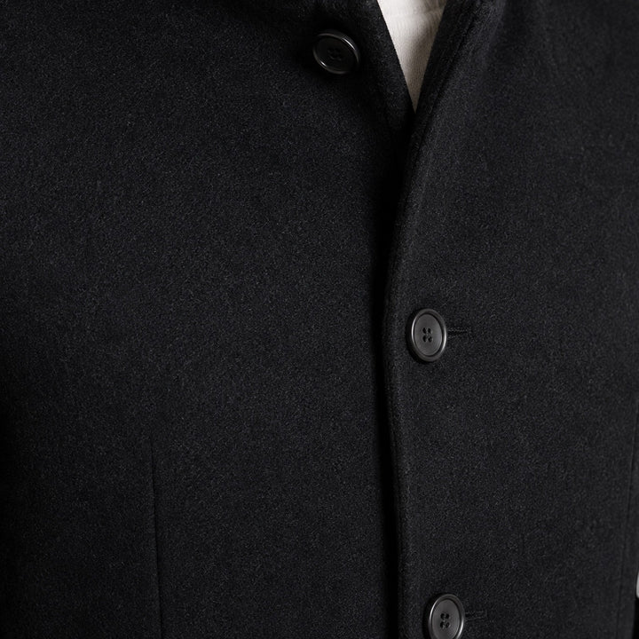 Men's Classic Woolen Lapel Coat in Black