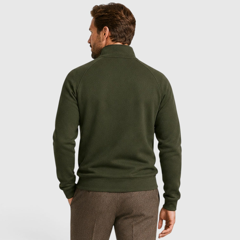 Men's Slim Fit Zip Neck Fleece Sweater with Stand Collar