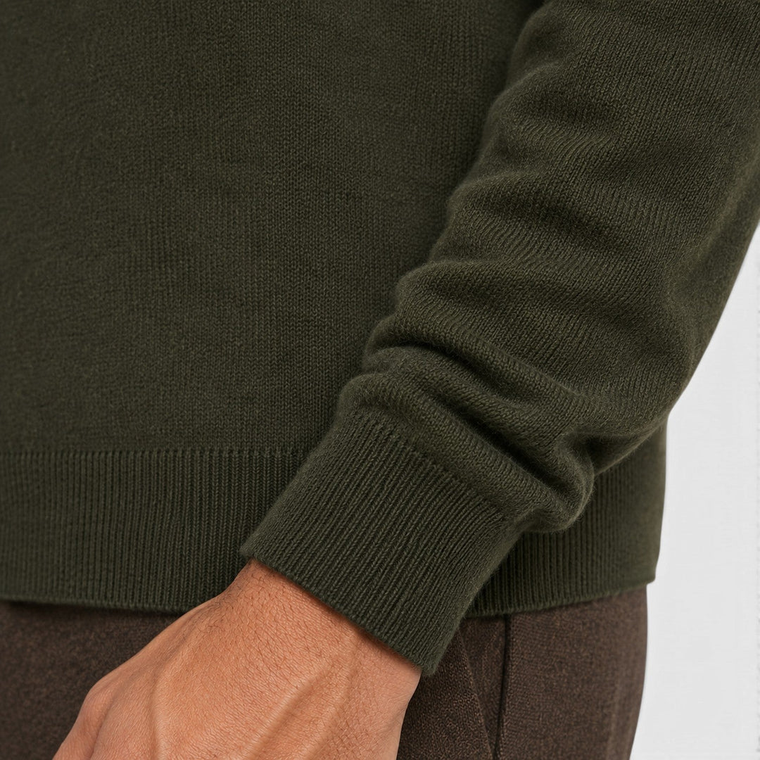 Men's Slim Fit Zip Neck Fleece Sweater with Stand Collar