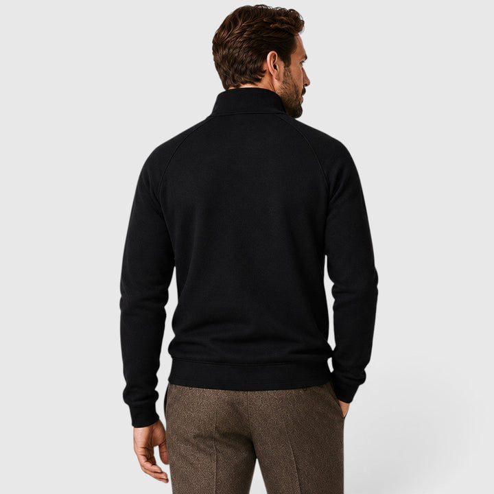 Men's Slim Fit Zip Neck Fleece Sweater with Stand Collar