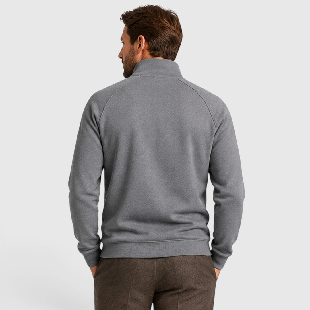 Men's Slim Fit Zip Neck Fleece Sweater with Stand Collar