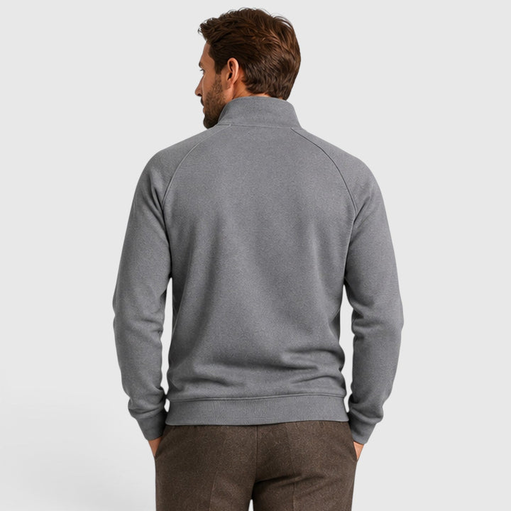 Men's Slim Fit Zip Neck Fleece Sweater with Stand Collar